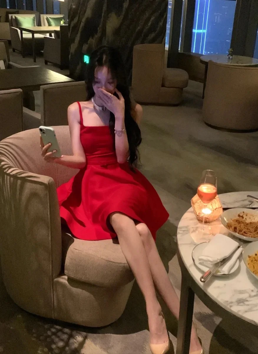 Elegant Short Dresses for Women Summer New Solid Spaghetti Strap A-line Evening Party Dress Prom Chic Clothing Vestidos Mujer