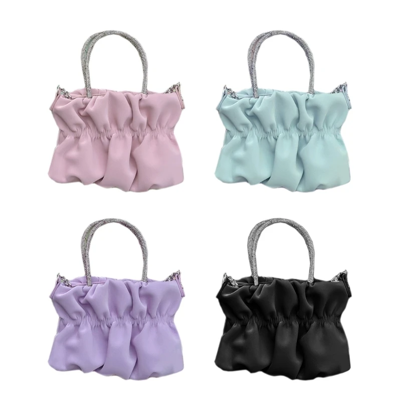 Women Cloud Bag All-matching Shoulder Bag Pleated Chain Crossbody Bag
