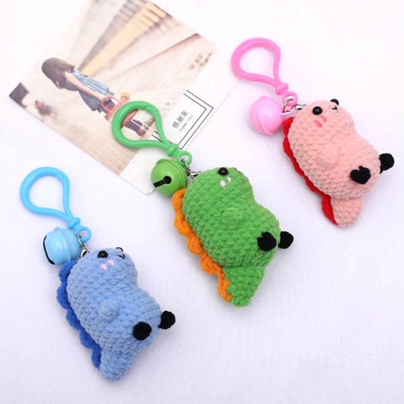 Cute Crochet Animal Dinosaur Doll Handmake Knit Dinosaur DIY Hand-crocheted Finished Product Key Holder Backpack Decor Accessori