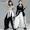 Girls K-pop Crop Top Cool Letters Sport Joggers Pants Girl Group Clothes Sets Children Hip Hop Streetwear Kids  Jazz Costumes 5