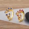 AIBEF 4 Colors Inlaid Colorful Zircon Open Rings Adjustable For Female Male Irregular Design Crystal Finger Jewelry Gift 2