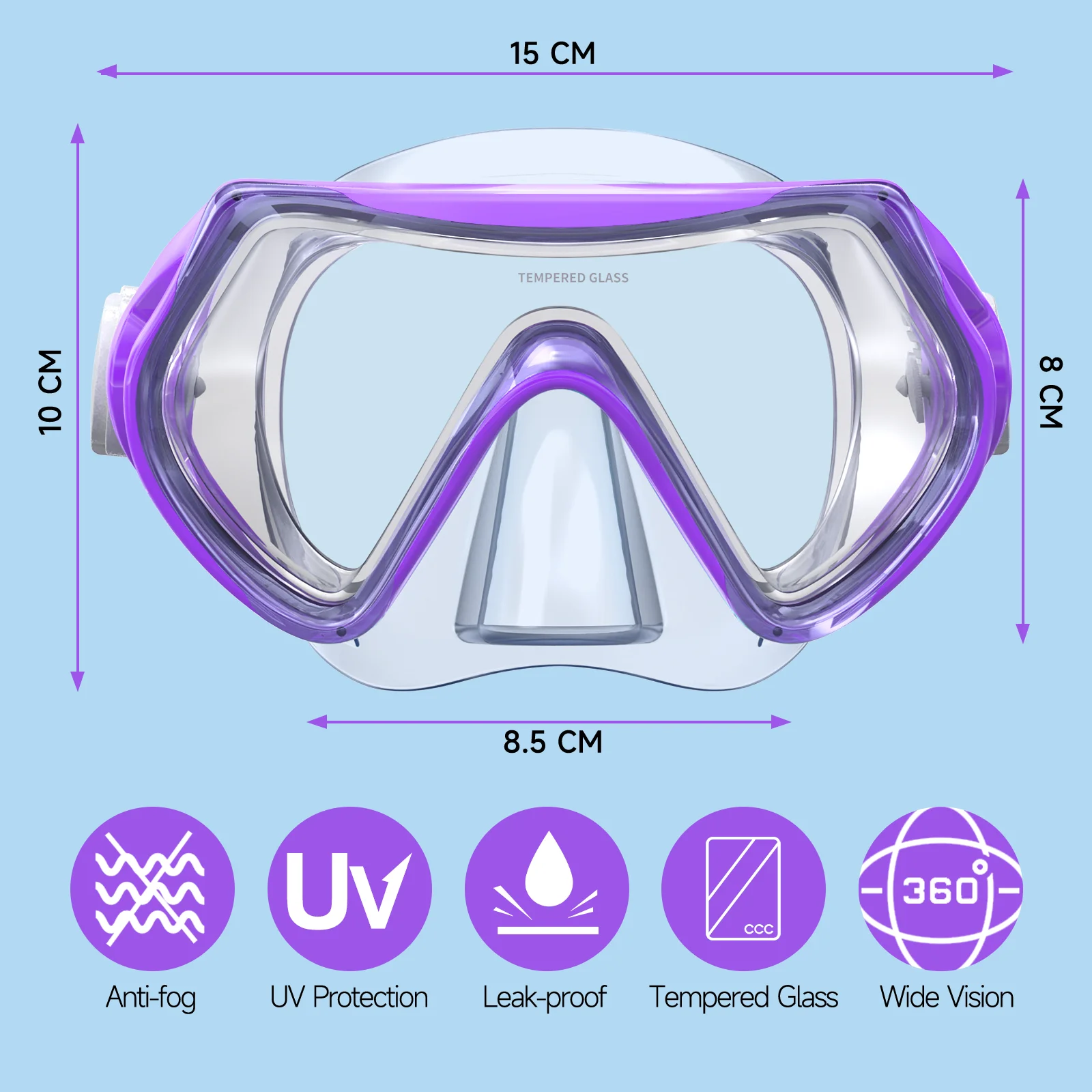 Findway Kids Diving Snorkel Mask Nose Cover Anti-fog/UV Protection 360&deg; Vide Vision Swimming Goggles Boys Girls Age5-16