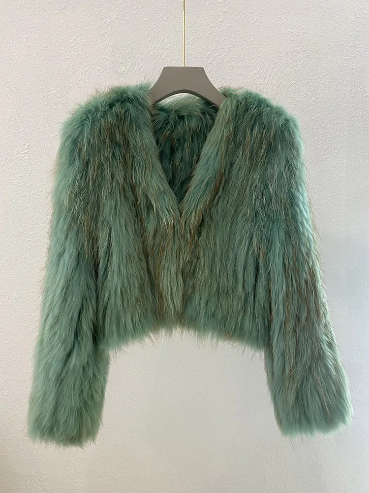 Korean Fashion Sweet Solid Color Long Sleeve Women's Real Fur Coat 2023 Winter Fur Double-Sided Woven Short Slim Fit Fur Coat