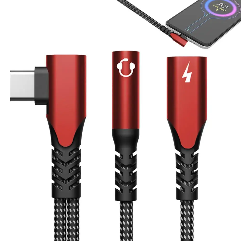 

2 In 1 Type-C To 3.5mm Adapter Cable 60W Fast Charging Line Earphones Audio Cable Converter Plug Play