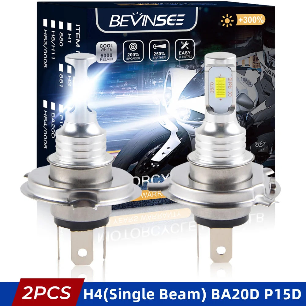 Bevinsee-H4-LED-Moto-lampadine-P15D-LED-faro-per-Moto-Single-Beam-6000k ...