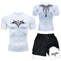 New MMA Boxing Compression Set Sportwear for Men Quick Dry Gym Shorts T Shirt Running Workout Tight Sport Rashguard 2PCS Suit - Image 4
