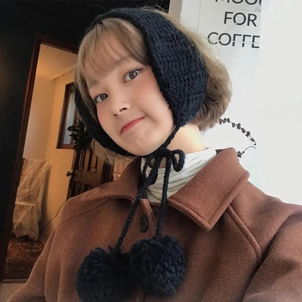 

Drawstring Knitted Earmuffs Warm Handmade Ear Protection Warm Earmuffs Plush Retro Ear Protector Autumn Winter earmuffs orejeras