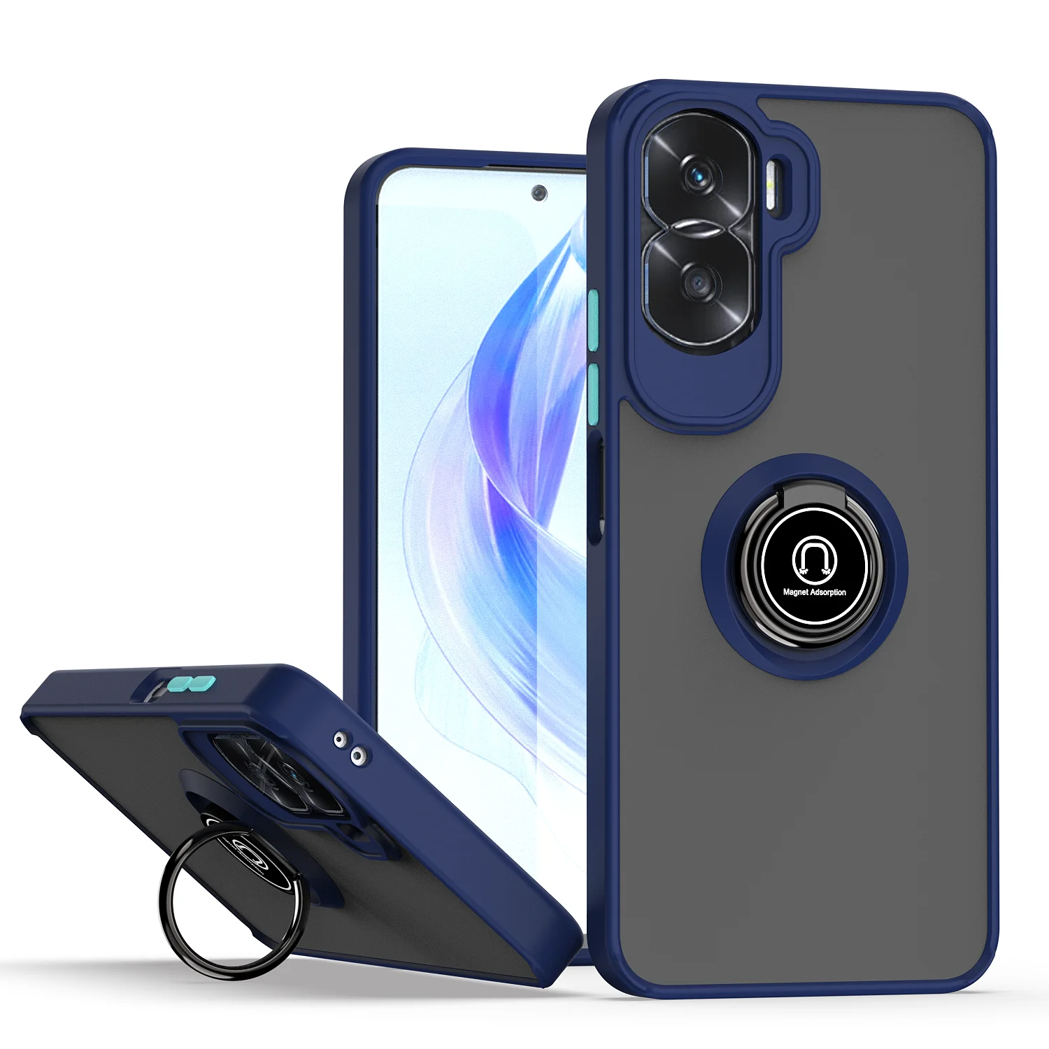Enhanced Shockproof Armor Case with Matte Hard Back and Ring Stand Holder