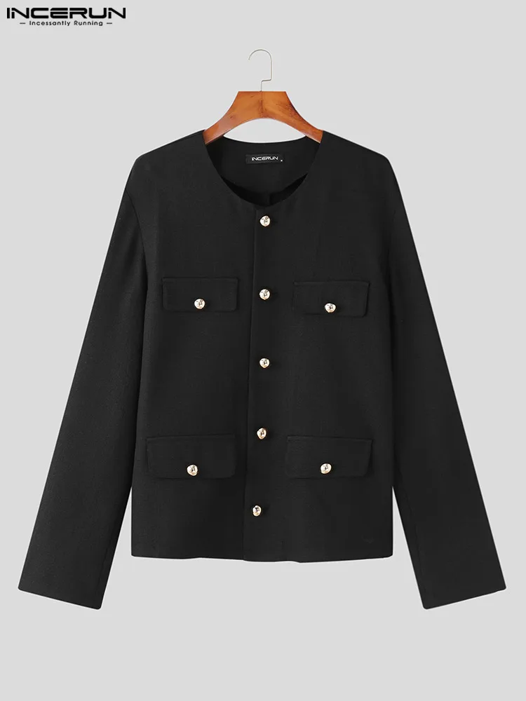Handsome Well Fitting Tops INCERUN Men\'s Short Fit Solid Coats Casual Simple Style Male Hot Sale Well Fitting Jackets S-5XL 2023
