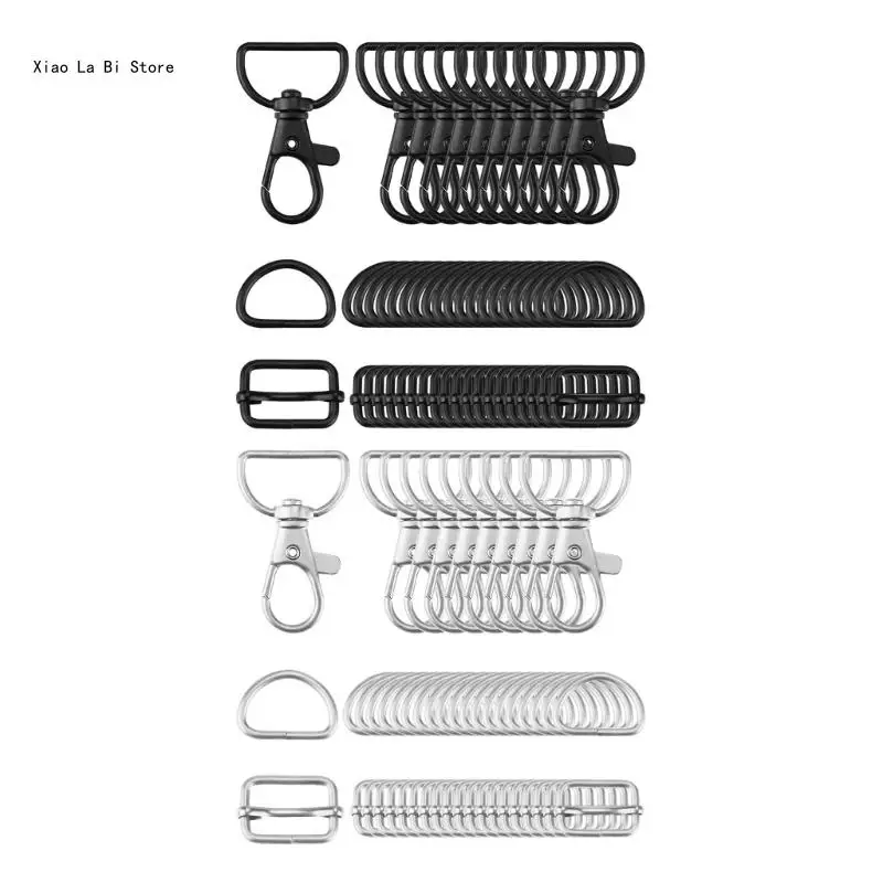 

Pack of 50 Metal Spring Clips Bulk D Buckle Slide Buckles Versatile Bag Hardware XXFD