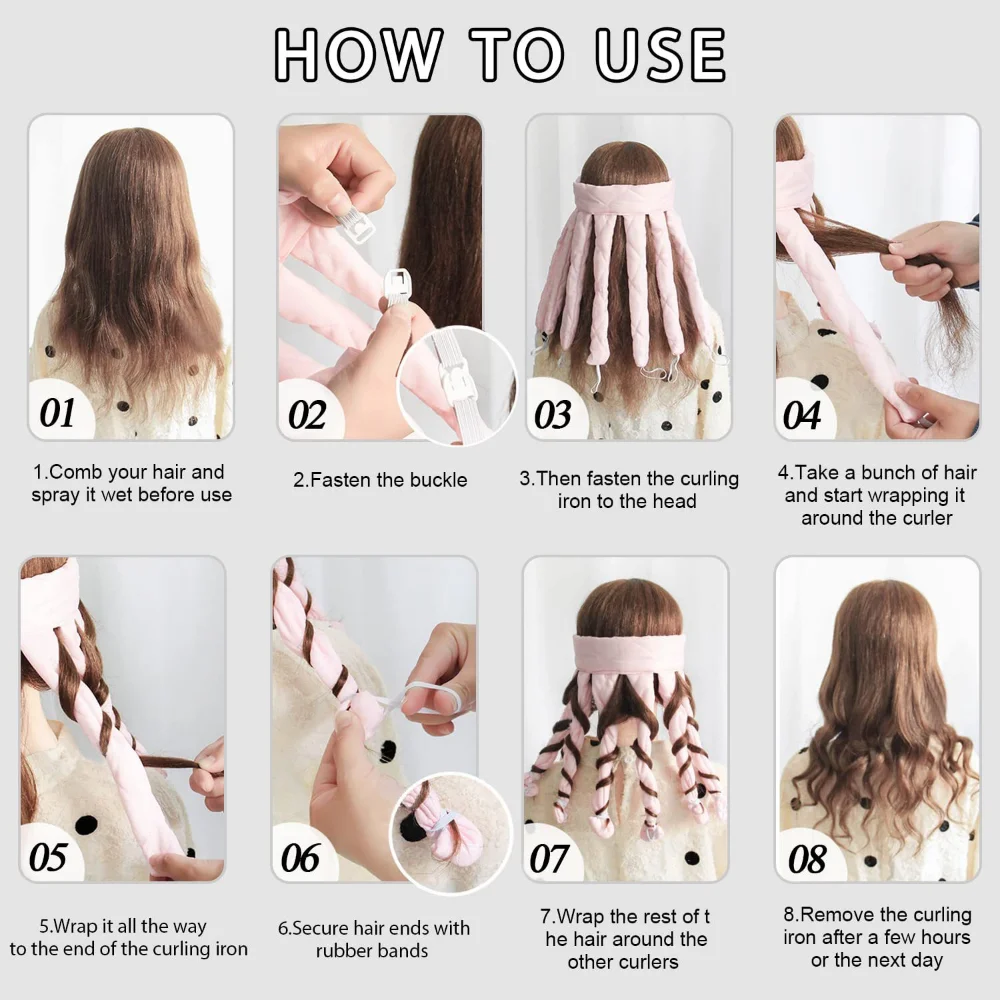 Heatless Hair Curler No Heat Hair Rollers Lazy Curling Rod Headband Silk Ribbon Curls Soft Curlers Foam Roller Hair Styling Tool_voghion.com