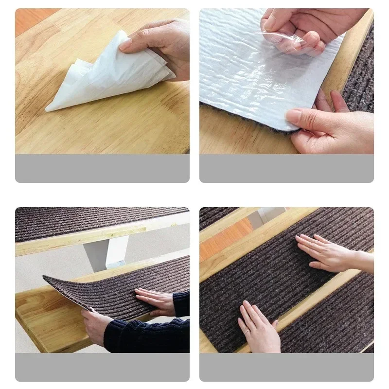 Stair Treads Staircase Anti-Slip Mat 76x21cm Stair Carpet Treads Soft Fabric Noiseproof Mats Machine Washable 10Pcs floor mat