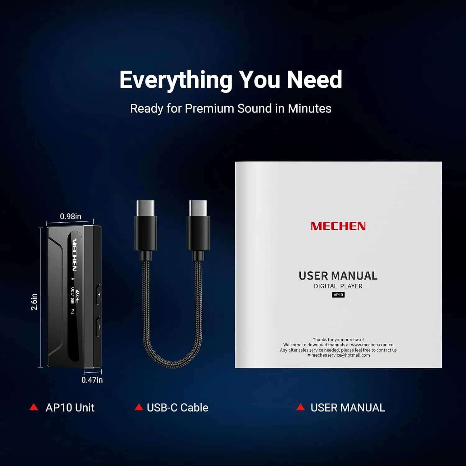 MECHEN AP10 USB-C to AUX DAC 앰프 3.5mm+4.4mm 고해상도 ES9028Q2M DSD256, iPhone 15/16/17 Pro 및 안드로이드용