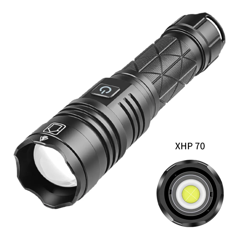 XHP70 Self Defense Flashlight Aluminum Camping Rechargeable Lamps