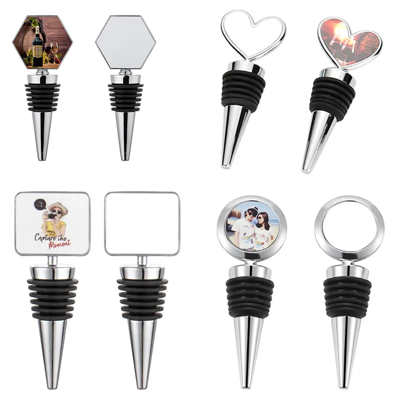 Envio Gratuito de 10 Peças Lote Placas de Sublimação Personalizado Aço Inoxidável Rolhas de Vinho para o Presente Barra Festa Casamento o