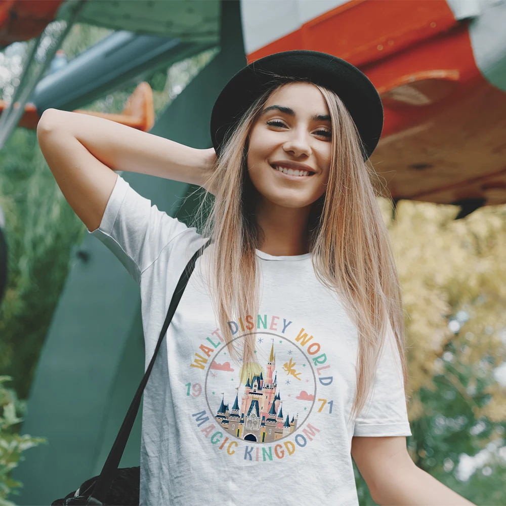 

Disneyland Women Clothes Aesthetic Fashion Summer Casual Vacation Disney T-shirt Magic Kingdom Travel Sweet Style Lady Shirt