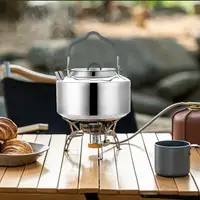 1.2L Camping Water Kettle Lightweight Stainless Steel Teapot Outdoor Tourism Cookware Coffee Pot Hiking Picnic Tableware 1