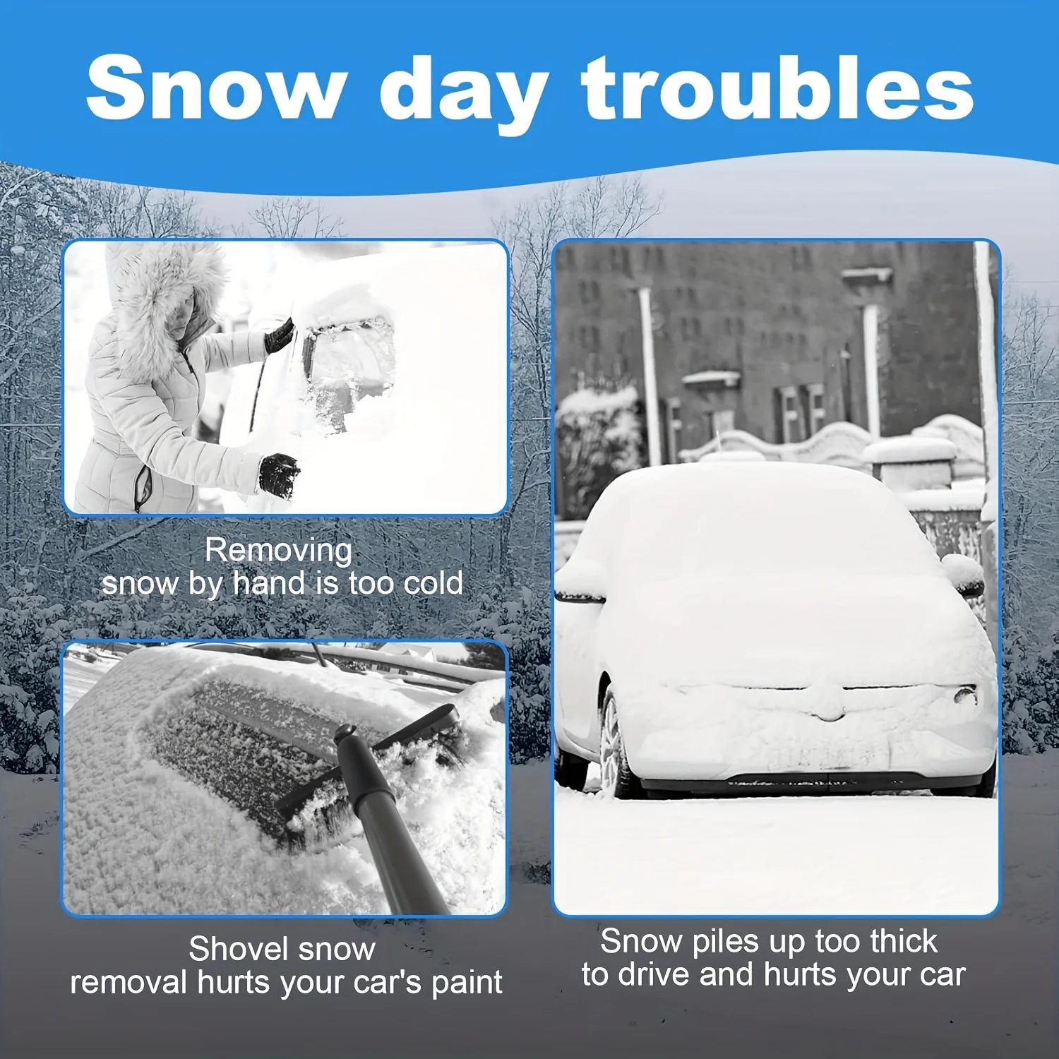 2pcs Car Snow Shovel Ice Scraper Cleaning Tool For Vehicle Windshield Auto Snow Remover Cleaner Winter Car Accessories