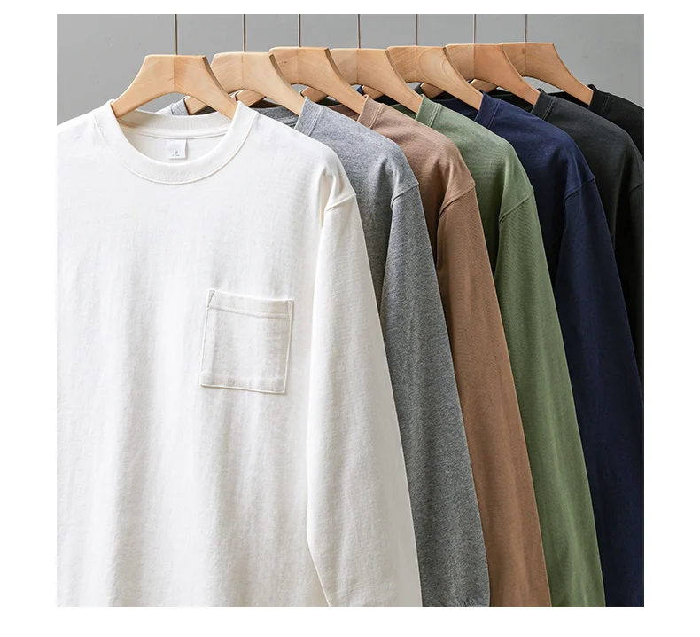 Men's Long Sleeve T Shirt - DUKEEN Heavyweight Cotton Crew Neck Casual Tee