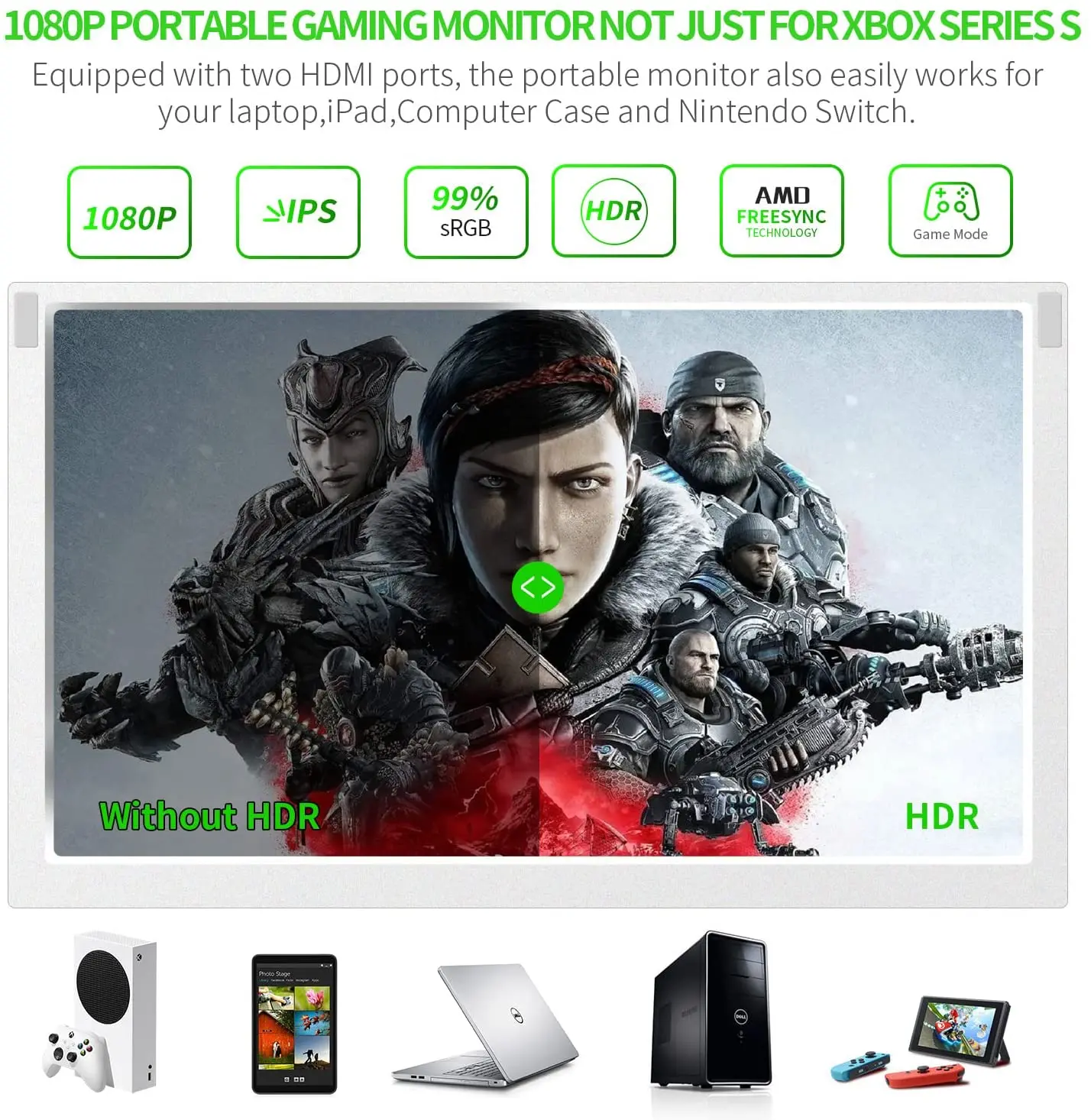 4k Ips Hdr Xbox Série S Portátil Gaming Monitor 12.5 Polegada Display Com  Dois Hdmi Hdr Freesync Modo De Jogo Monitor Viagem - AliExpress