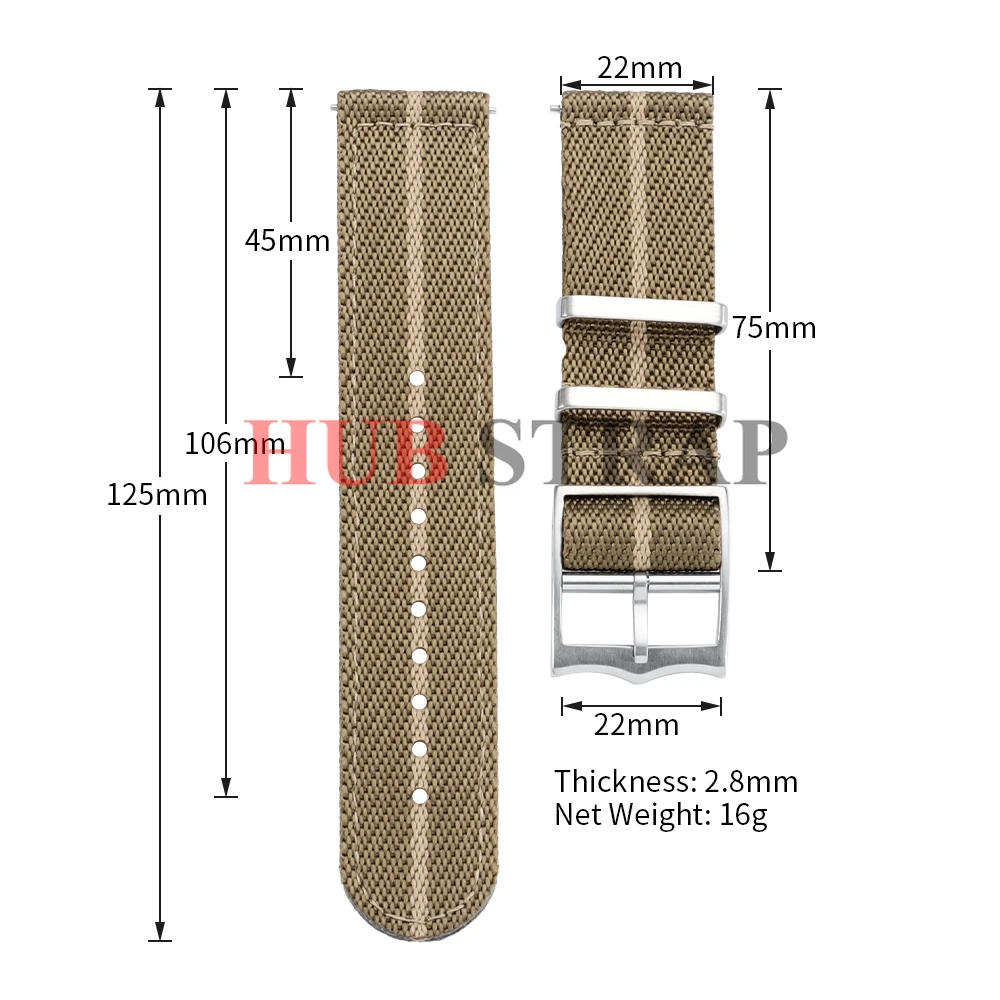 Nylon Woven Canvas Quick Release Watch Strap for Men - Military Sport Style, 20/22mm Adjustable Bracelet