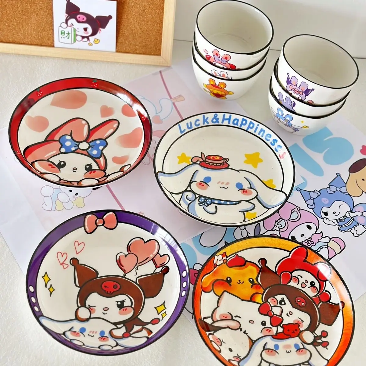 

Kawaii Sanrio керамическая посуда Hello Kittys аксессуары Милая аниме Бытовая миска для риса ГЛУБОКАЯ ТАРЕЛКА тарелка для супа игрушки для девочки подарок