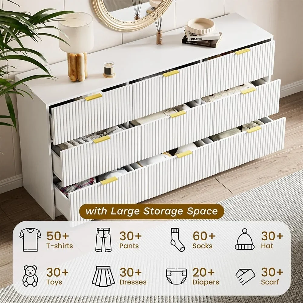 Dresser for Bedroom,Double Dresser, Modern Chest of Drawers for Bedroom, Living Room, Entryway and Closet, 5