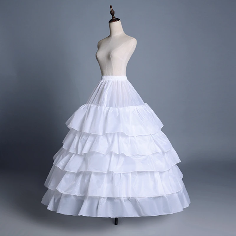 Women's Crinoline Petticoat 4 Hoop Skirt 5 Ruffles Layers Ball Gown Half Slips Underskirt for Wedding Bridal Dress