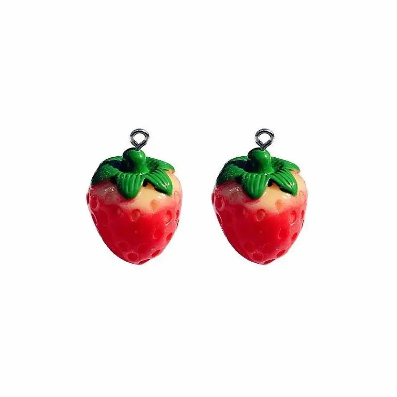 5/10Pc Resin Simulation Strawberry Pendant 3D Strawberry Keychain Pendant Cute Handmade DIY Earrings Necklace Strawberry Pendant