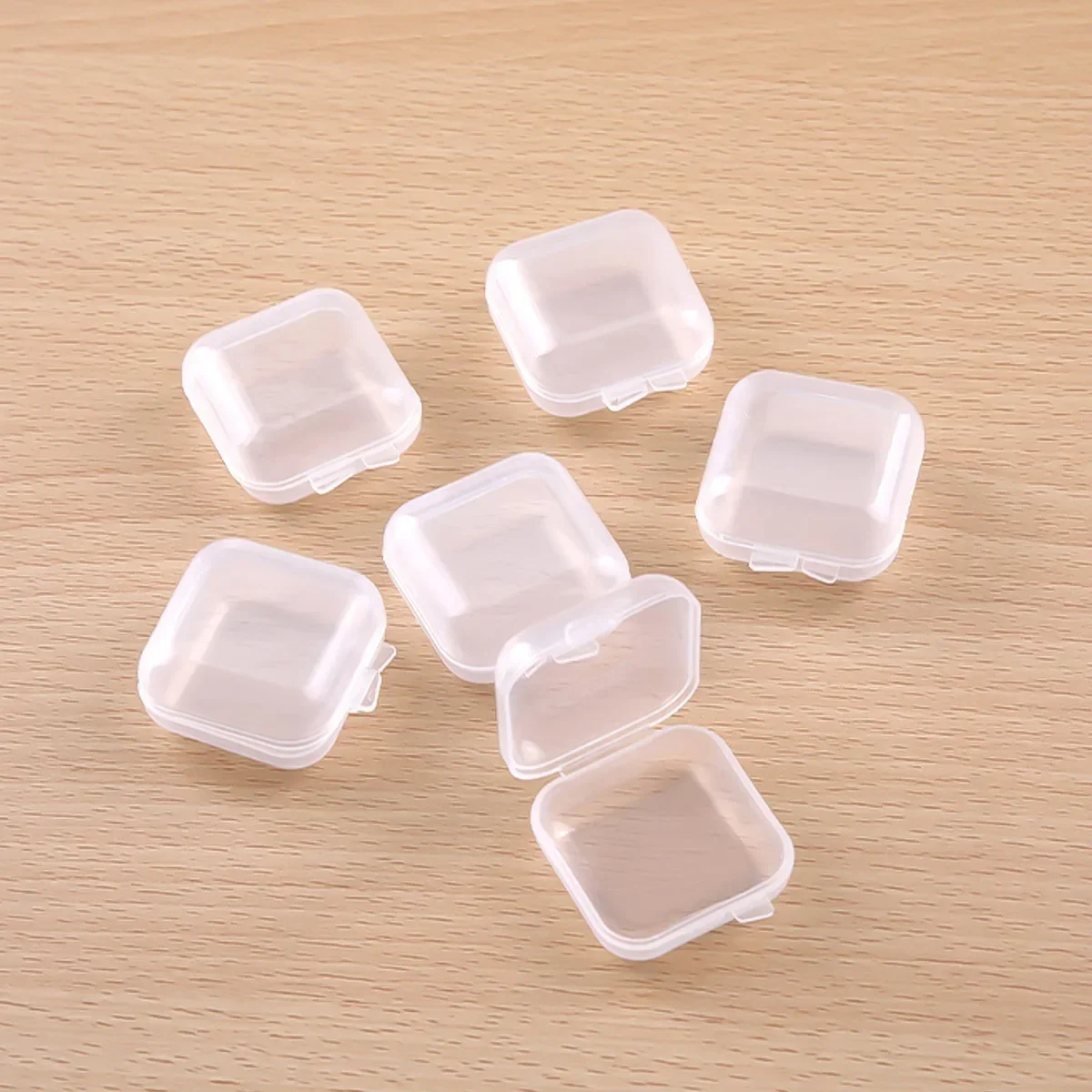 Mini Storage Box Transparent Square Plastic Box Earrings Jewelry Packaging Storage Small Square Jewelry Organizer 60/100PCS
