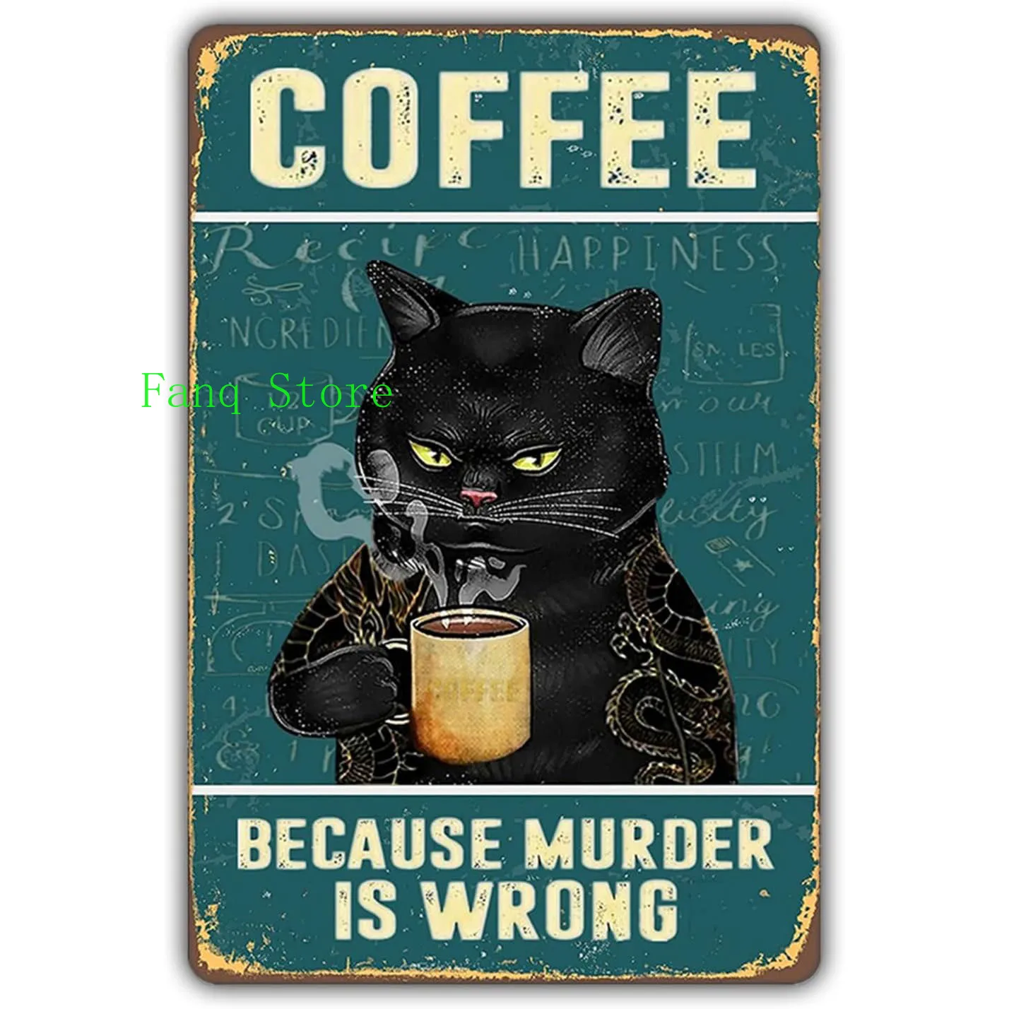 

Retro Cat Coffee Metal Tin Sign Vintage Kitchen Signs Wall Decor Home Bar Cafe Decorations Art Poster 8x12 Inch