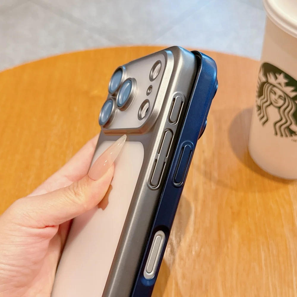 Electroplating Matte Case with Large Window and Lens Film - Ultra Thin Transparent Hard Cover