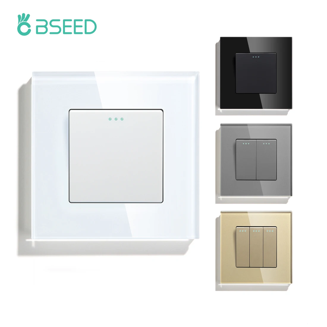 Mechanical Wall Light Switch 1/2/3Gang 1Way Crystal Glass Panel