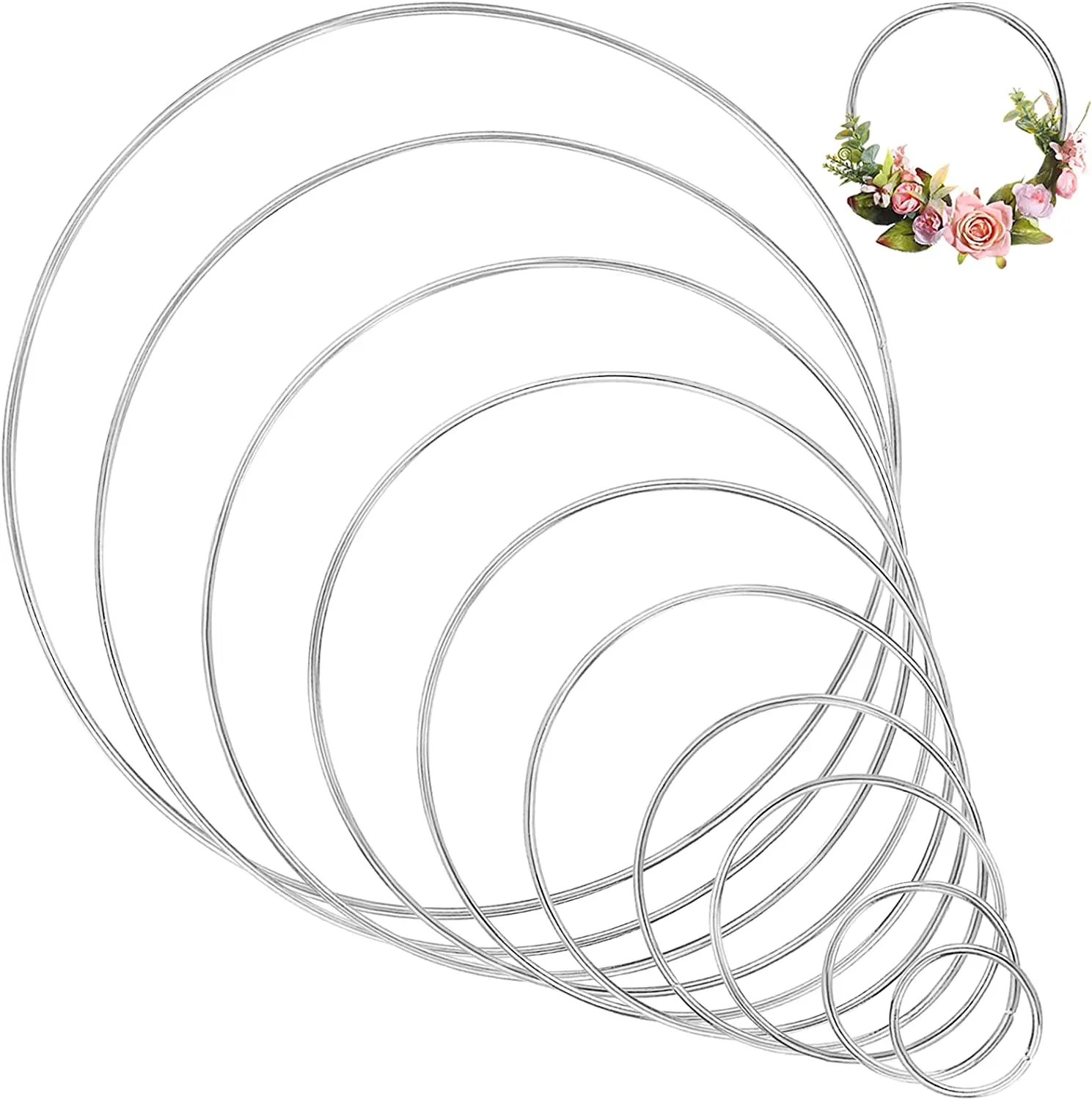 Cercles Attrape-rêves 6 Pouces - Lot De 10 En Métal Argenté Pour Créations Macramé Et Floral