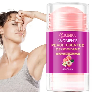 JUINHOU 40gWomen's Peach Deodorant Stick/Antiperspirant Light Peach Scent Moisturizing Easy to Carry Suitable for Everyone 1