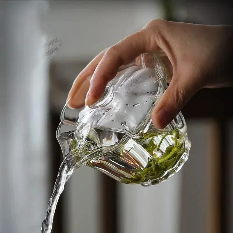 Glass Tea Tureen with Strainer Hole Hand Gripping Bowl 180ml tea set