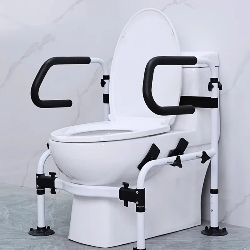 Carbon Steel Bathroom Toilet Support Bar Anti-Tip Toilet Assistance Frame Stable Stand-Up Aid Anti-Stumbling Rotating