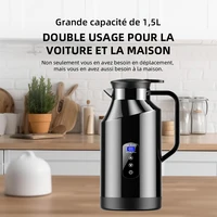 Yangood Portable voiture bouilloire chaude 1500ML grande capacité 304 en acier inoxydable chauffe-eau voyage Auto 12V 24V pour thé café pour 4