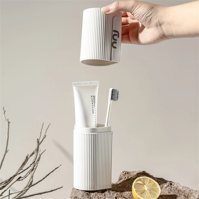 2 Az 1 Csésze Utazás Hordozható Fogkefék Védő Fogkefe Tároló Háztartás Szájvíz Pohara Fürdőszoba Doboz Egyszerű Műanyag - Image 5