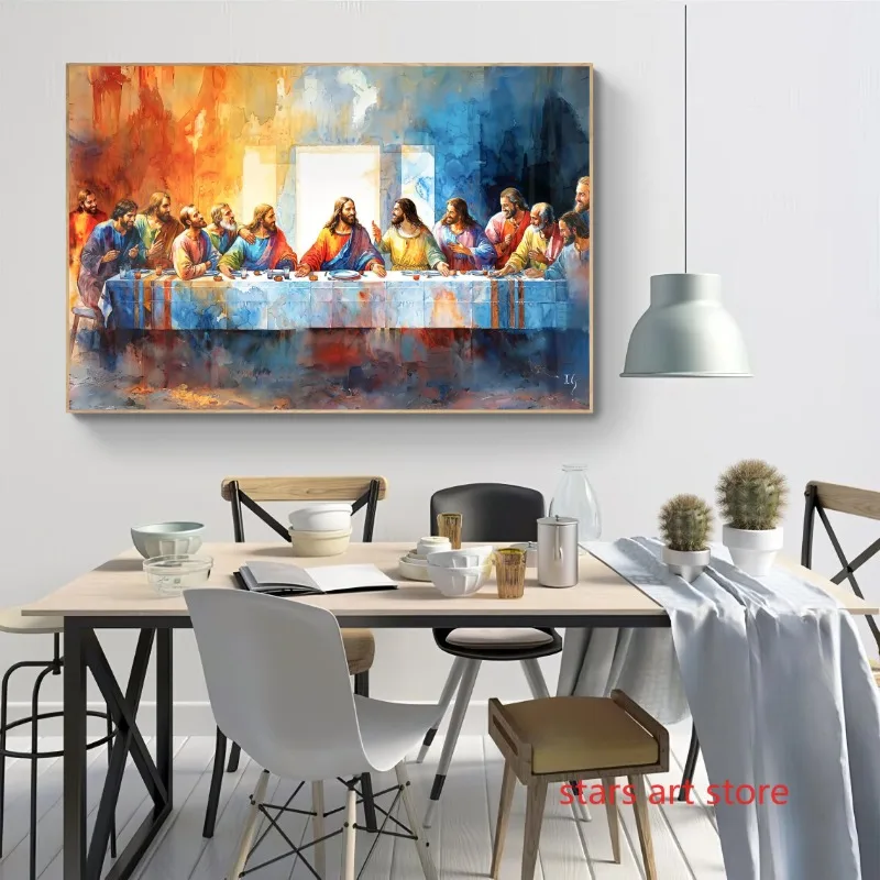Vintage L'Ultima Cena Gesù Bibbia Versetto Fede Cristiana Art Poster Tela Pittura Stampe Murali Immagine Soggiorno Home Decor 3