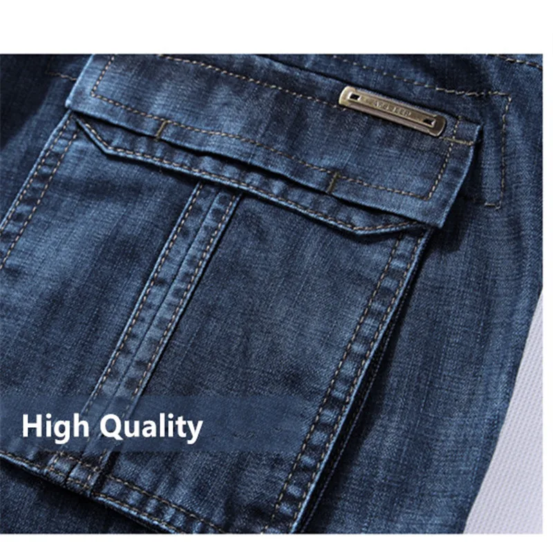 New High Quality Cargo Jeans Men Big Size 29-40 42 Casual Military Multi-pocket Jeans Male Clothes