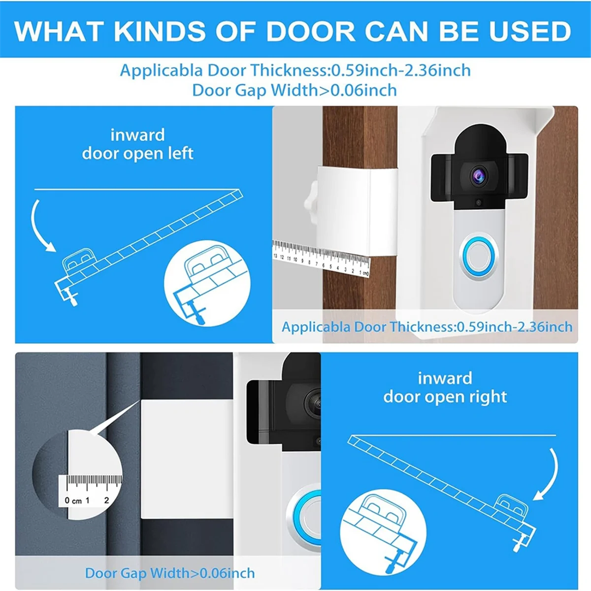 B03B-도난 방지 비디오 초인종 마운트, RingDoorbell 마운트용 아파트 문 홈 임대용 드릴 홀더 브래킷 없음