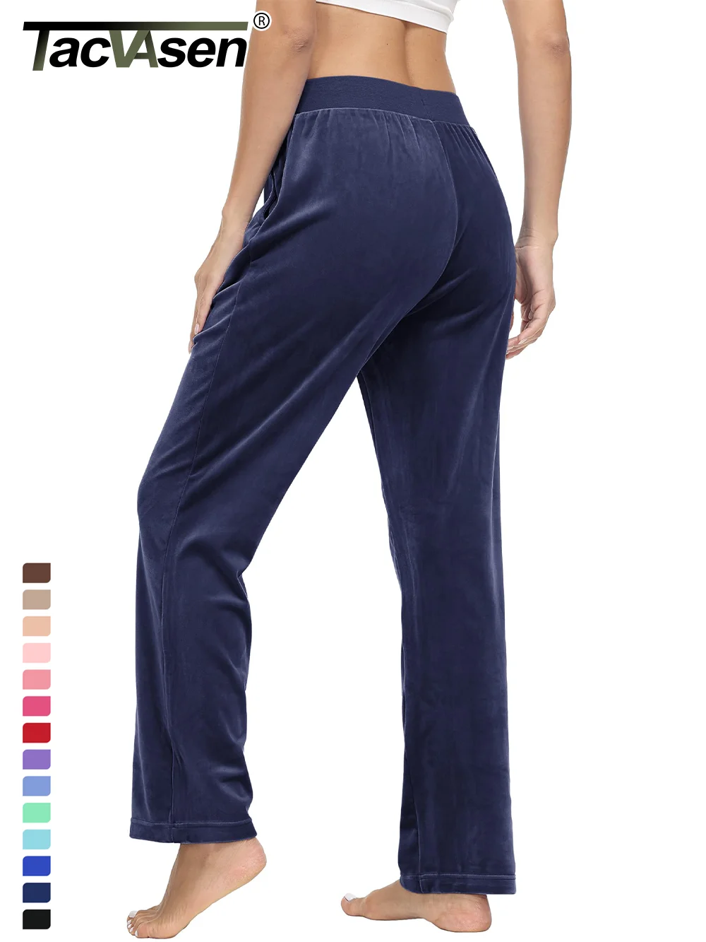 TACVASEN 여성용 겨울 플리스 바지, 조거 스웨트 팬츠, 탄성 허리 파자마, 긴 바지, 러닝 트랙, 체육관 바지, 스포츠 하의