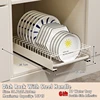 Smooth Sliding Kitchen Cabinet Rack Pull Out Dish Drying Drawer With Water Tray Drainer Stainless Steel Bowl Basket 5