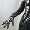 Extra Long 70CM Patent Leather Gloves Women's Bright Black Simulation Leather PU Warm Performance Photography Cosplay Free Shipp