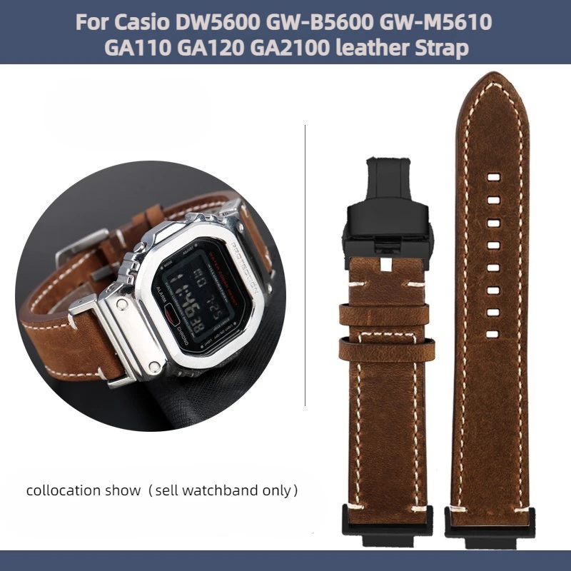 Cinturino Per Orologio In Pelle Bovina Da 22Mm O Casio G-Shock Dw-5600 Gm-5600 Gw-M5610 Ga-110 Cinturino Per Cinturino Da Uomo Vintage Retrò Morbido M