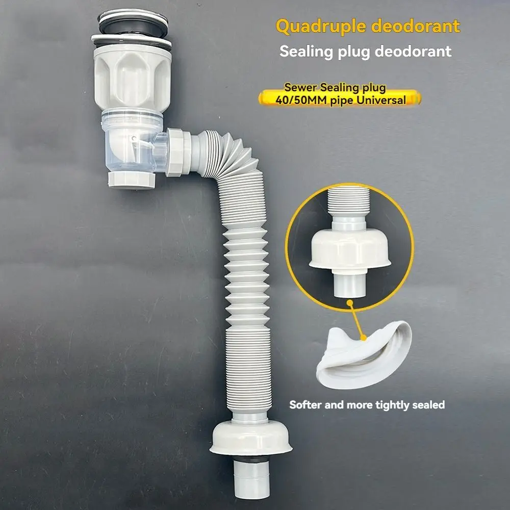 Dual Head Drain Hose Pipe Anti-odor Retractable Kitchen Sink Drain Adjustable Easy To Install Washbasin Plumbing
