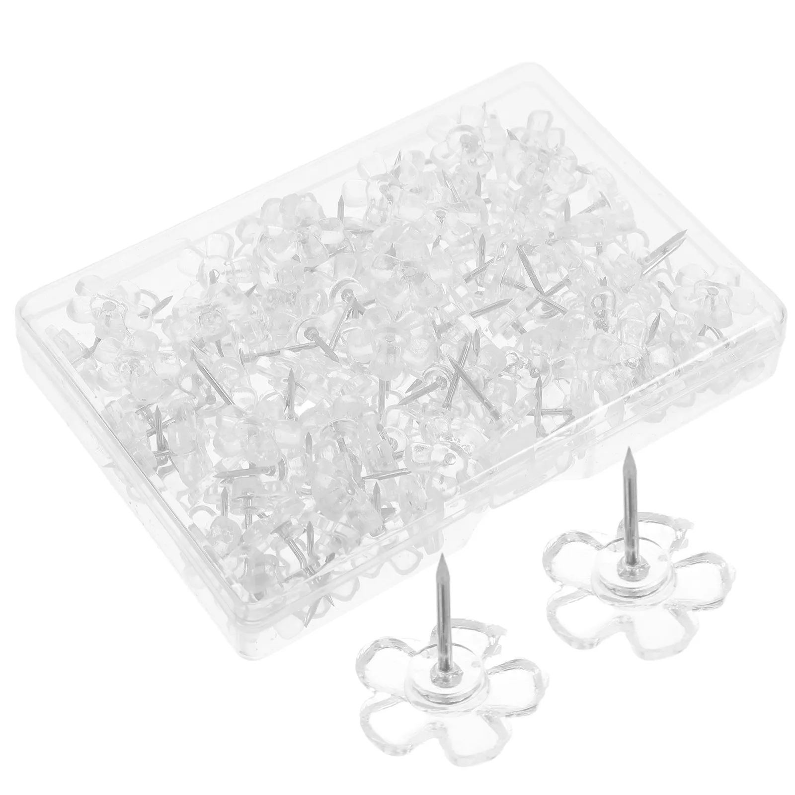 100Pcs 클래식 푸시핀 플라스틱 철 압정 튼튼한 투명 벽 지도 보드 푸시 핀 메시지 보드 액세서리