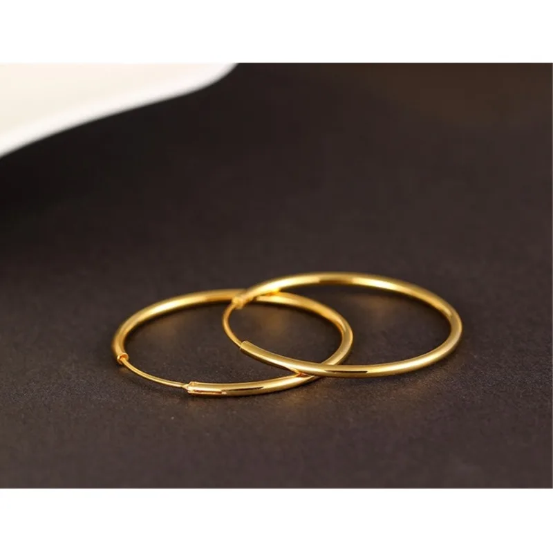 20mm-70mm Brass Gold Color Small to Big Large Circle Endless Loop Hoop Earrings For Women Girls Kids Simple Piercing Jewelry 4
