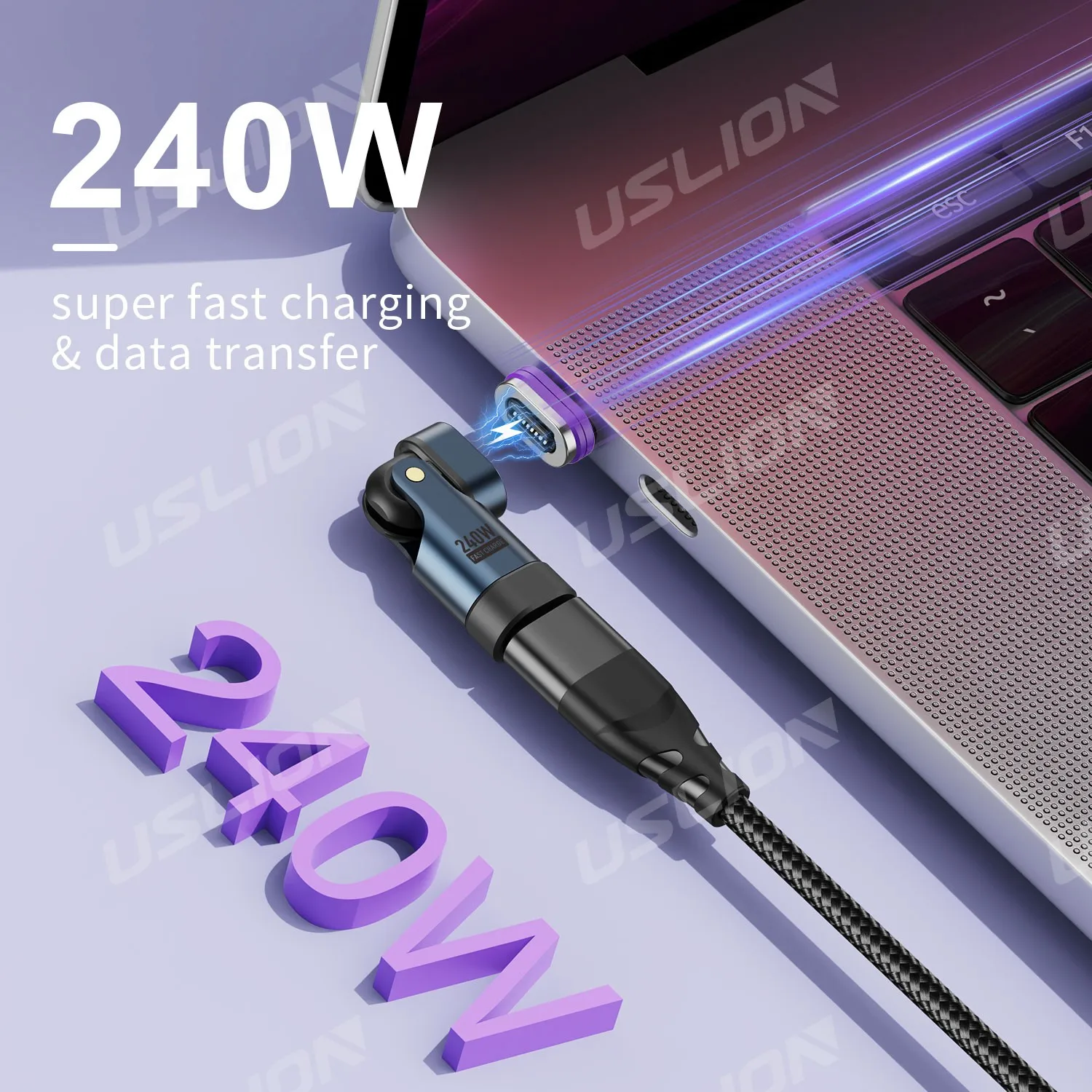 USLION PD240W Magnetic Converter 180° Rotatble USB C to USB C Micro USB ios Charing Adapter Data for iphone 15/16 Samsung Xiaomi